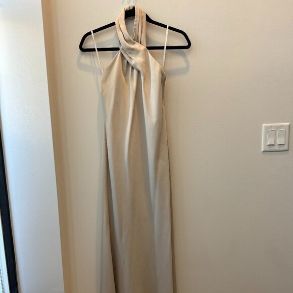 BHLDN Ruby Twist Halter Satin Gown - Picture 4 of 9